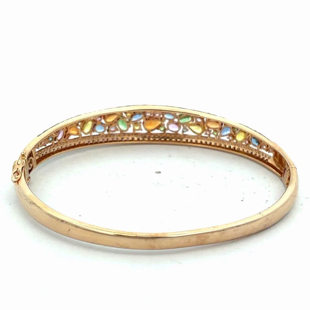 EFFY Watercolors 14K Ylw Gold Multicolor Sapphire Diamond Hinged Cuff Bracelet